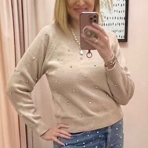 The Champagne Shine Sweater with Rhinestone Studs